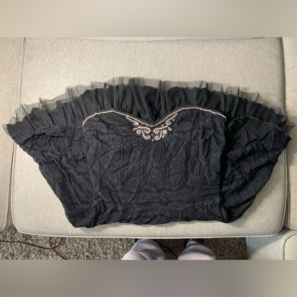 Free people black lace tulle strapless dress - Picture 3 of 7